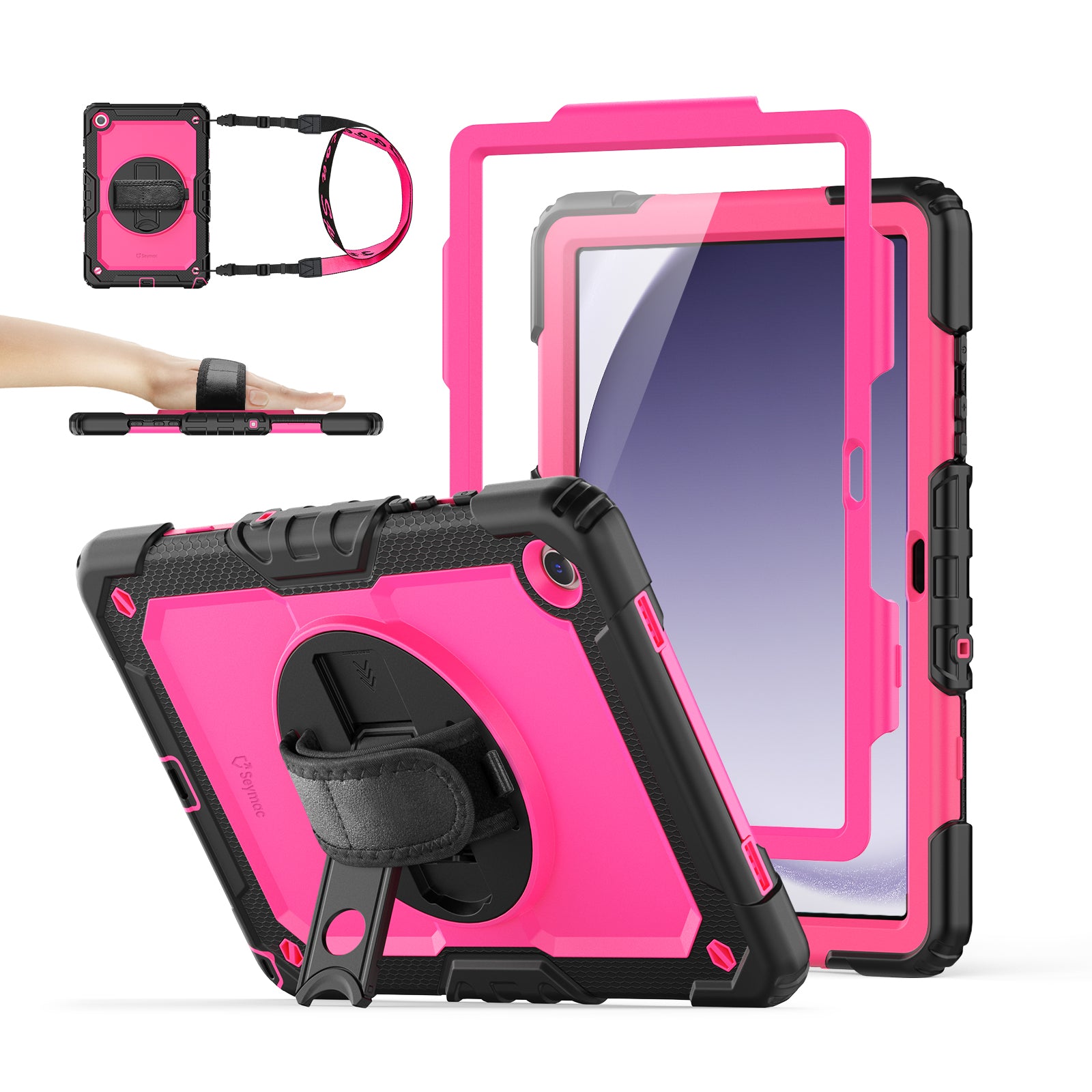 Samsung Galaxy Tab A9+ 11-Inch Rugged Case with Adjustable Hand Strap