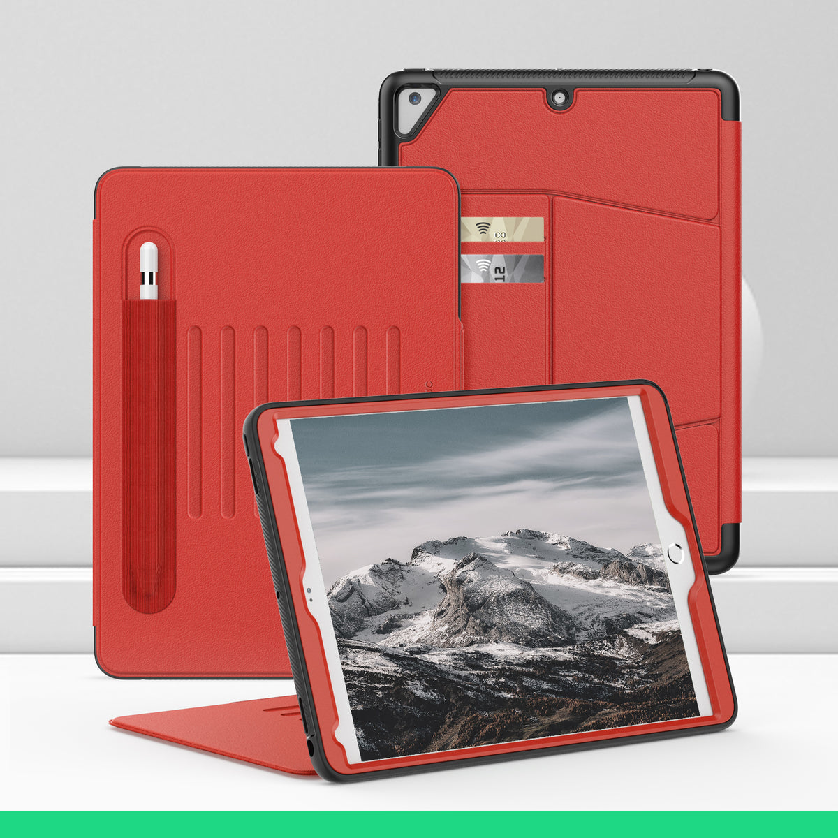 SEYMAC iPad Air 2nd Gen 9.7 Inch Case (2014)-Leather-C Series-Red-SEYMAC