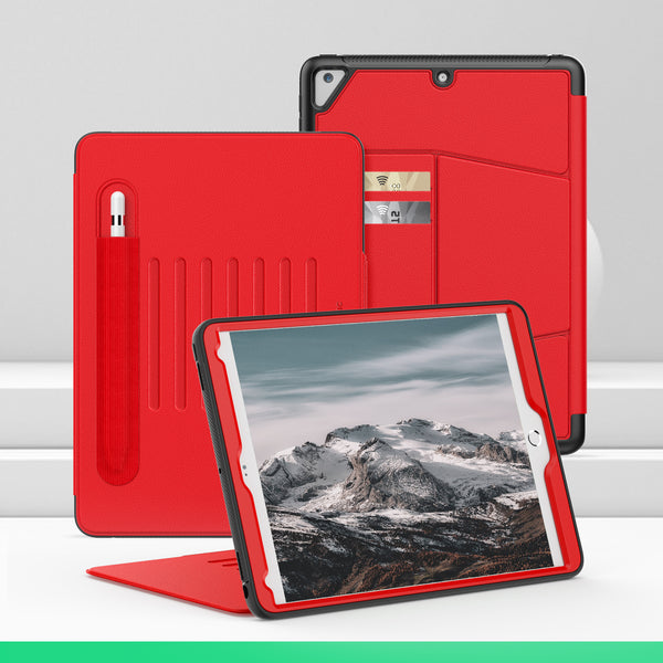 SEYMAC iPad Air 2nd Gen 9.7 Inch Case (2014)-Leather-C Series-Red-SEYMAC