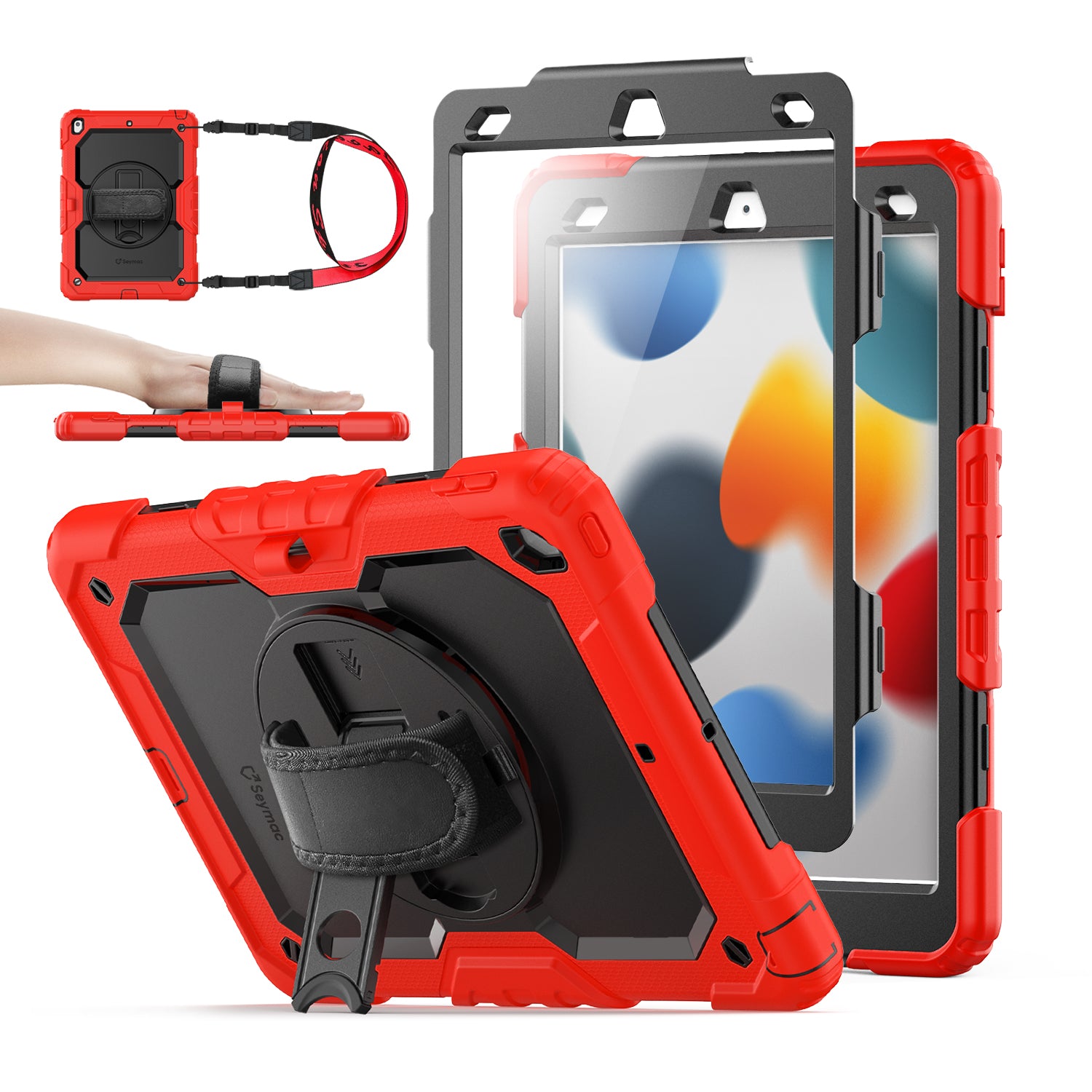 iPad 10.2 Inch 7th/8th/9th Gen Rugged Case with Adjustable Hand Strap