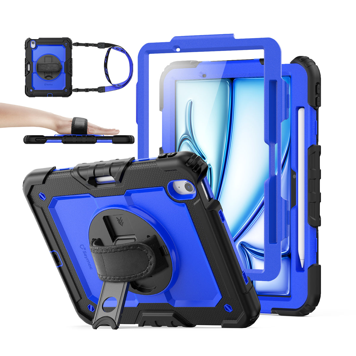 iPad Air 11-Inch (M4/M2/M3) rugged case with hand strap, Blue