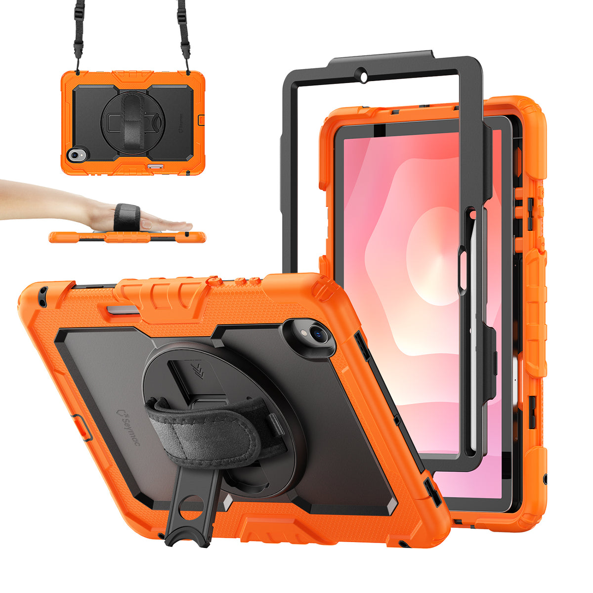Samsung Galaxy Tab S11 11-Inch rugged case with hand strap, Orange