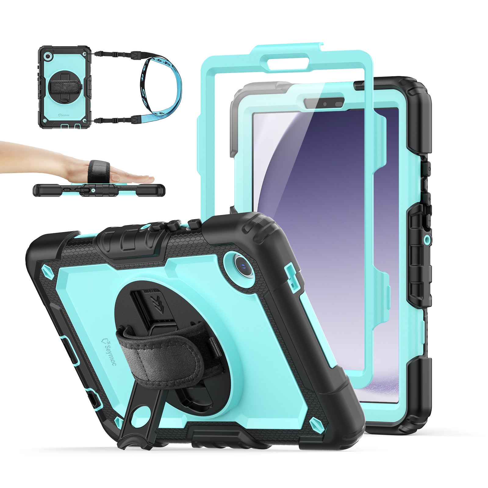 Samsung Galaxy Tab A9 8.7-Inch Rugged Case with Adjustable Hand Strap