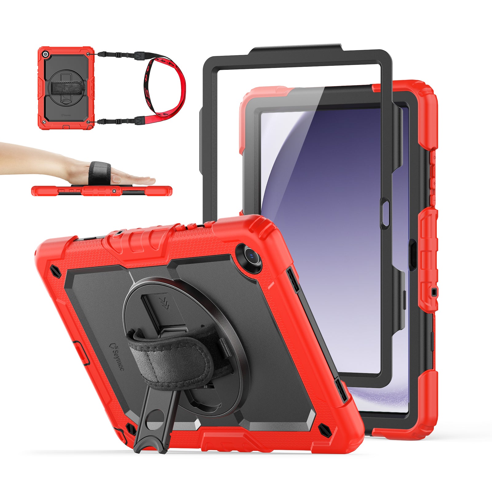 Samsung Galaxy Tab A9+ 11-Inch Rugged Case with Adjustable Hand Strap