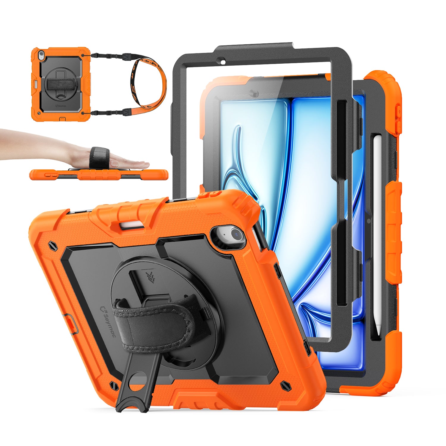 iPad Air 11-Inch (M4/M2/M3) Rugged Case with Adjustable Hand Strap