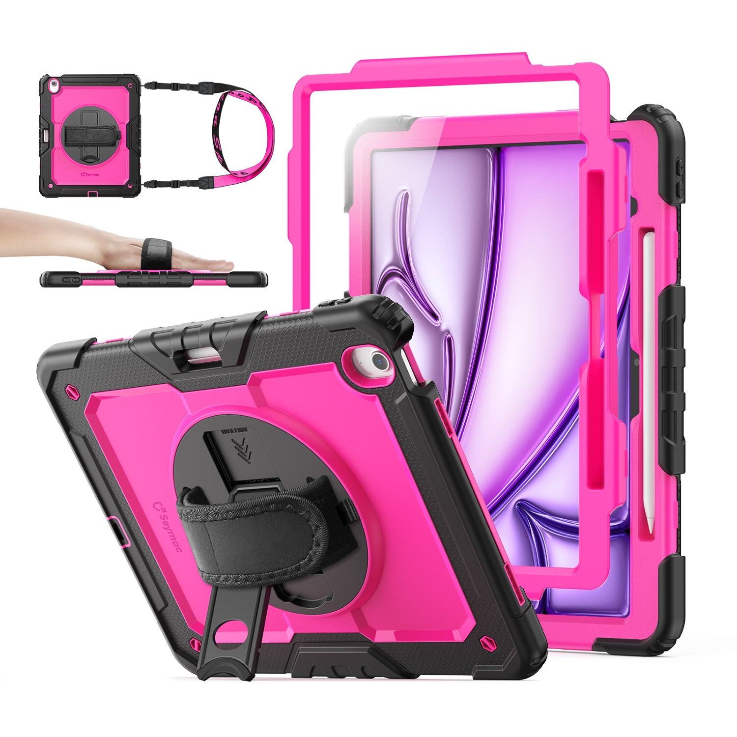 iPad Air 13-Inch (M4/M2/M3) Rugged Case with Adjustable Hand Strap