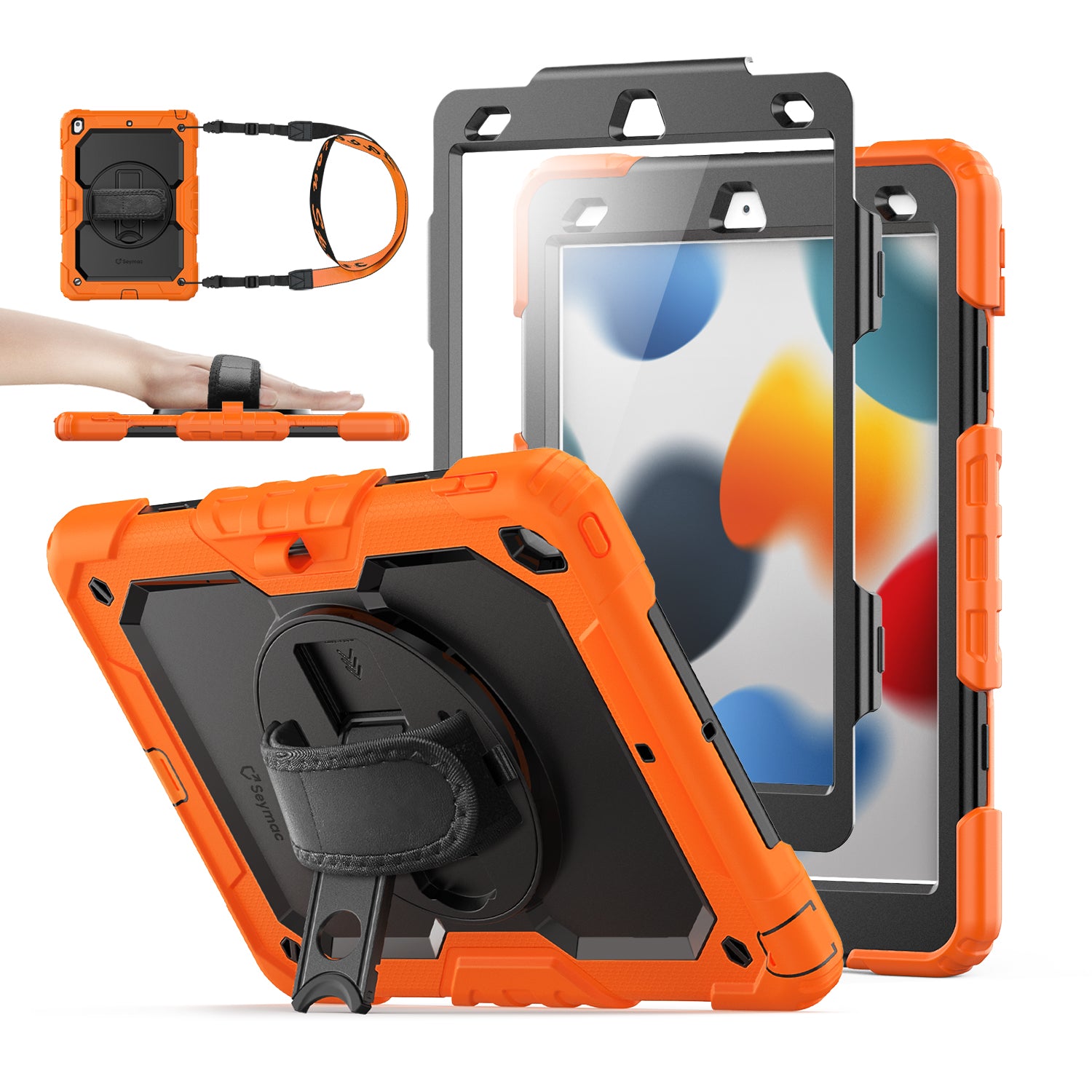 iPad 10.2 Inch 7th/8th/9th Gen Rugged Case with Adjustable Hand Strap