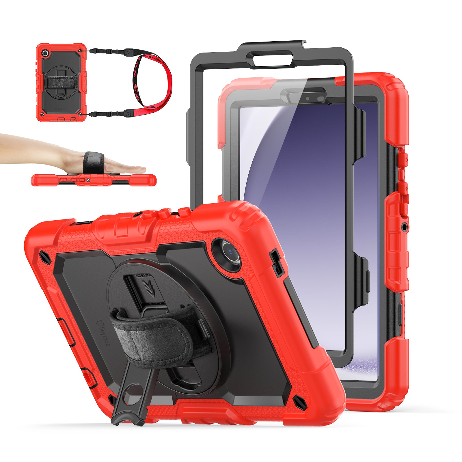 Samsung Galaxy Tab A9 8.7-Inch Rugged Case with Adjustable Hand Strap