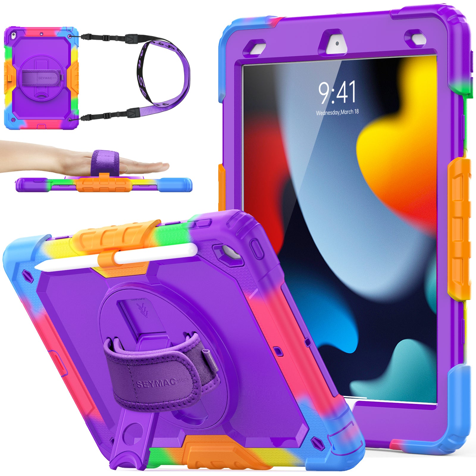 iPad 10.2 Inch 7th/8th/9th Gen Rugged Case with Adjustable Hand Strap