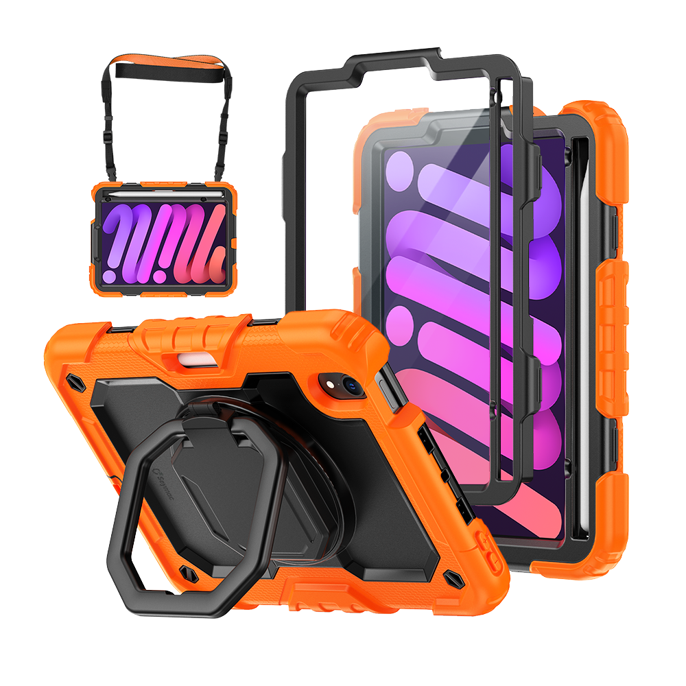 iPad Mini (A17 Pro/6th Gen) 8.3-Inch Rugged Case with 360° Rotating Hand Grip