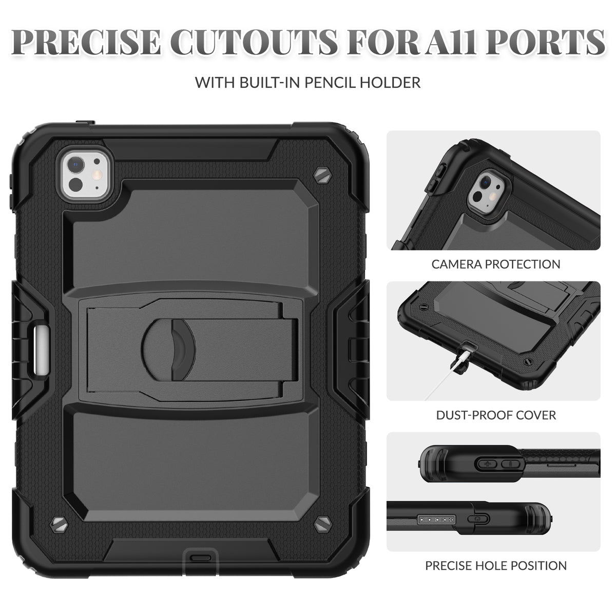 SEYMAC iPad Pro 13 Inch Case (M5/M4) showing precise cutouts and built-in pencil holder for optimal protection.