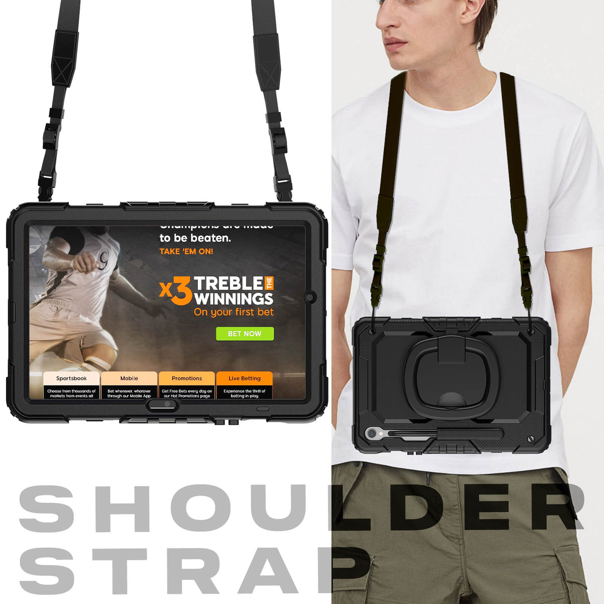 SEYMAC Galaxy Tab S10 Lite 10.9 Inch Case (2025) with shoulder strap and screen protection