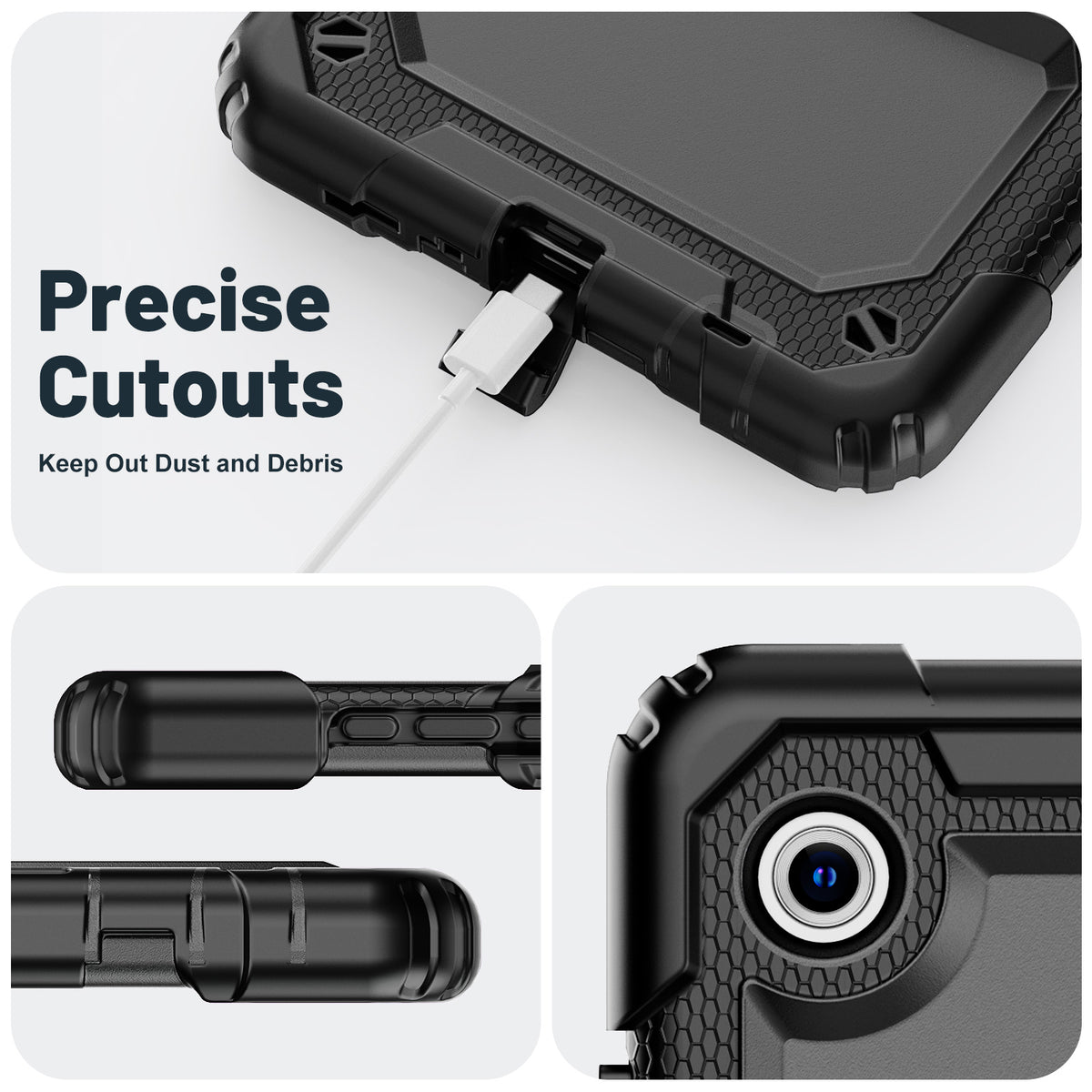 SEYMAC Galaxy Tab A11 8.7 Inch Case (2025) with precise cutouts for easy access and protection against dust.