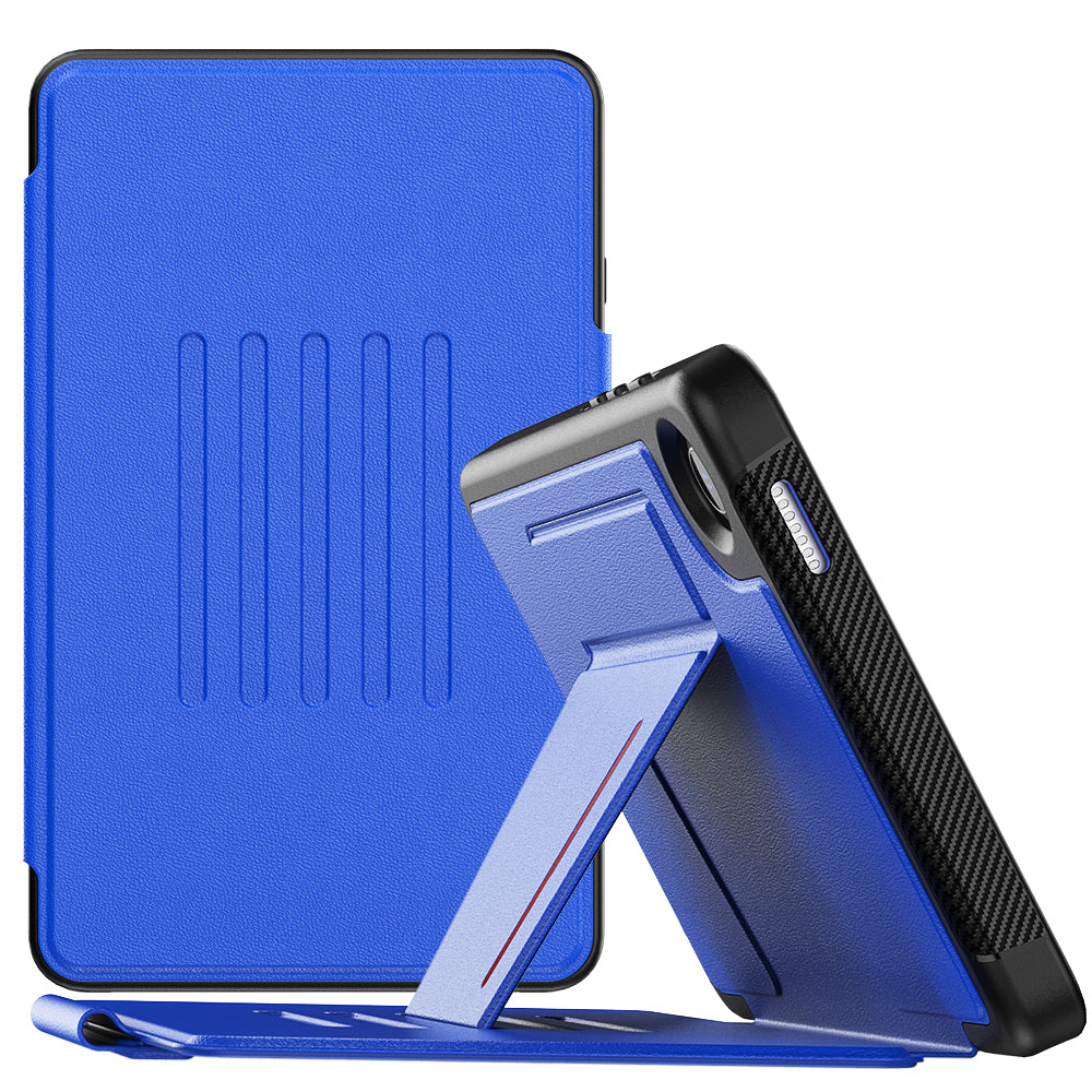 SEYMAC Galaxy Tab A11 8.7 Inch Case (2025) in blue with adjustable stand and textured back.