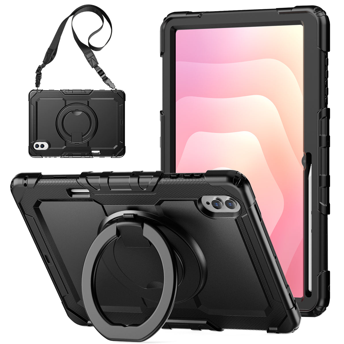 SEYMAC Galaxy Tab S11 Ultra 14.6 Inch Case (2025) with shoulder strap and 360° rotating grip.