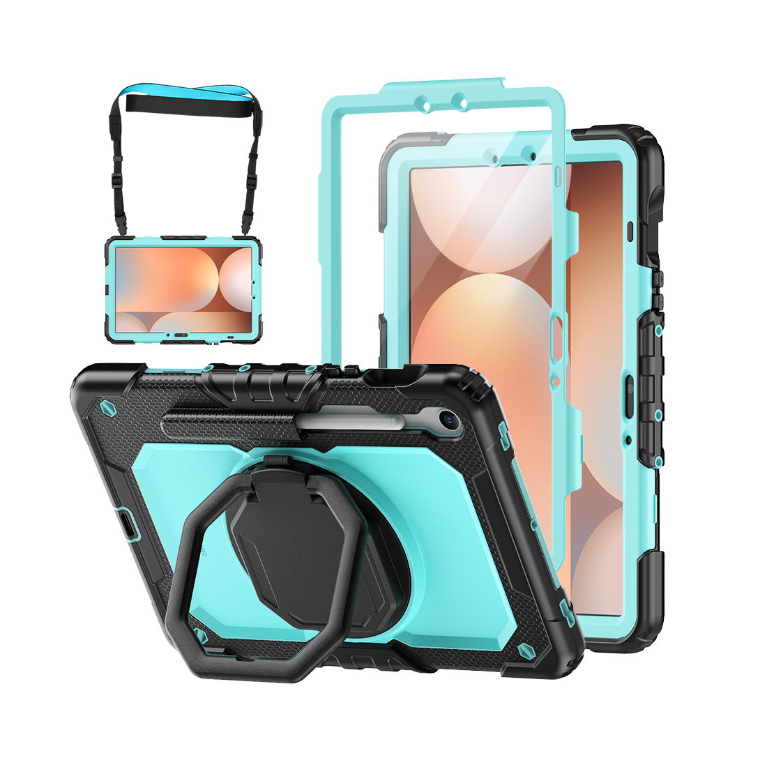 Samsung Galaxy Tab S10 Lite/S10 FE/S9 FE/S9 10.9/11 Inch Rugged Case with 360° Rotating Hand Grip