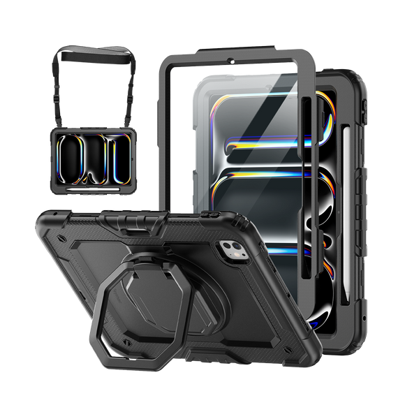 iPad Pro 11 Inch (M5/M4) Rugged Case with 360° Rotating Hand Grip