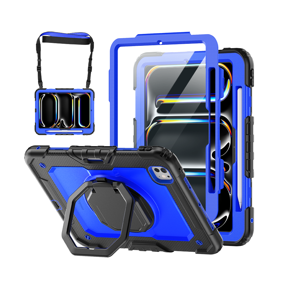 iPad Pro 11 Inch (M5/M4) Rugged Case with 360° Rotating Hand Grip