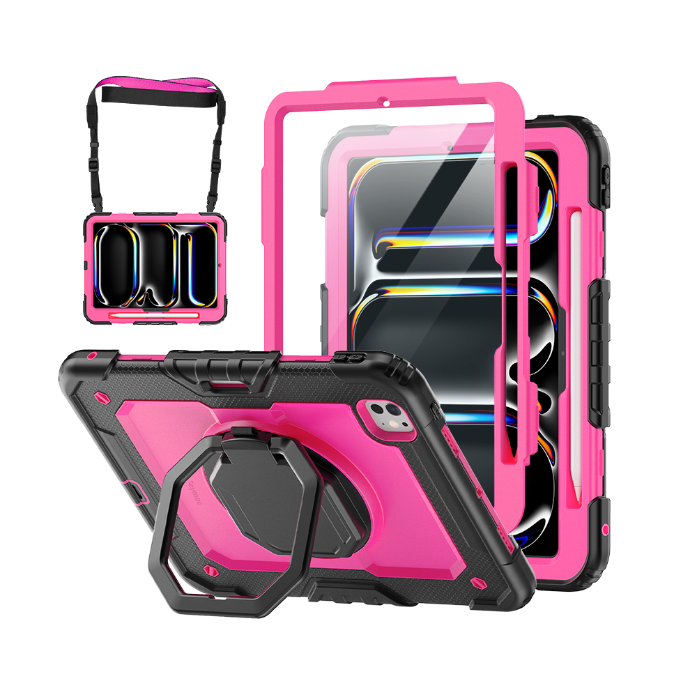 iPad Pro 11 Inch (M5/M4) Rugged Case with 360° Rotating Hand Grip
