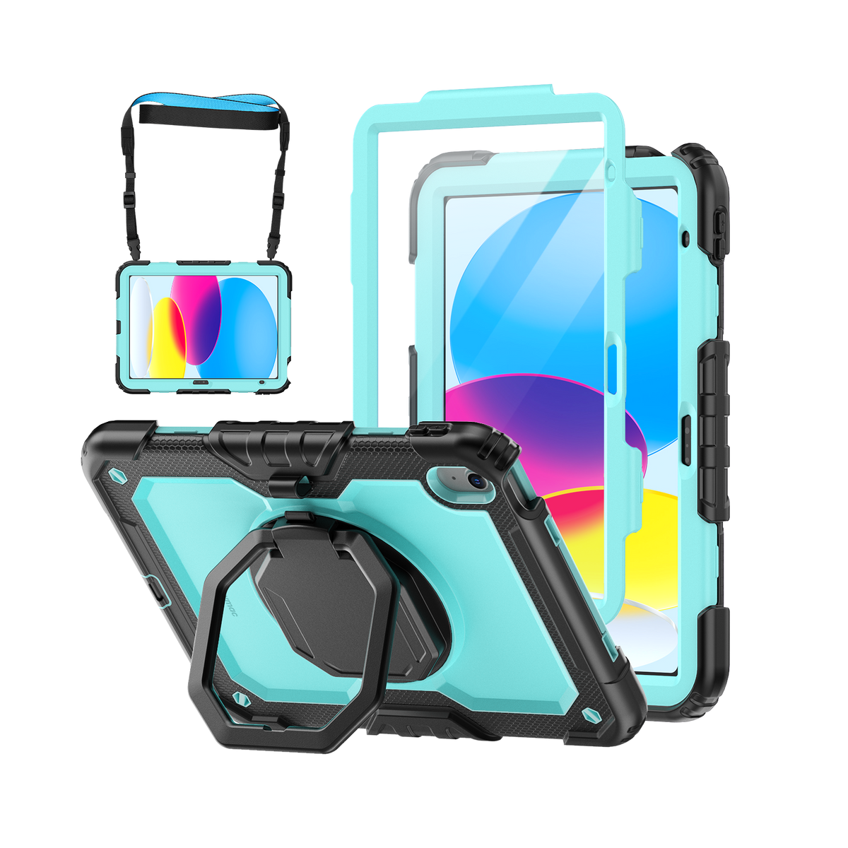 iPad (A16) 11th/10th Gen 11/10.9 Inch Rugged Case with 360° Rotating Hand Grip