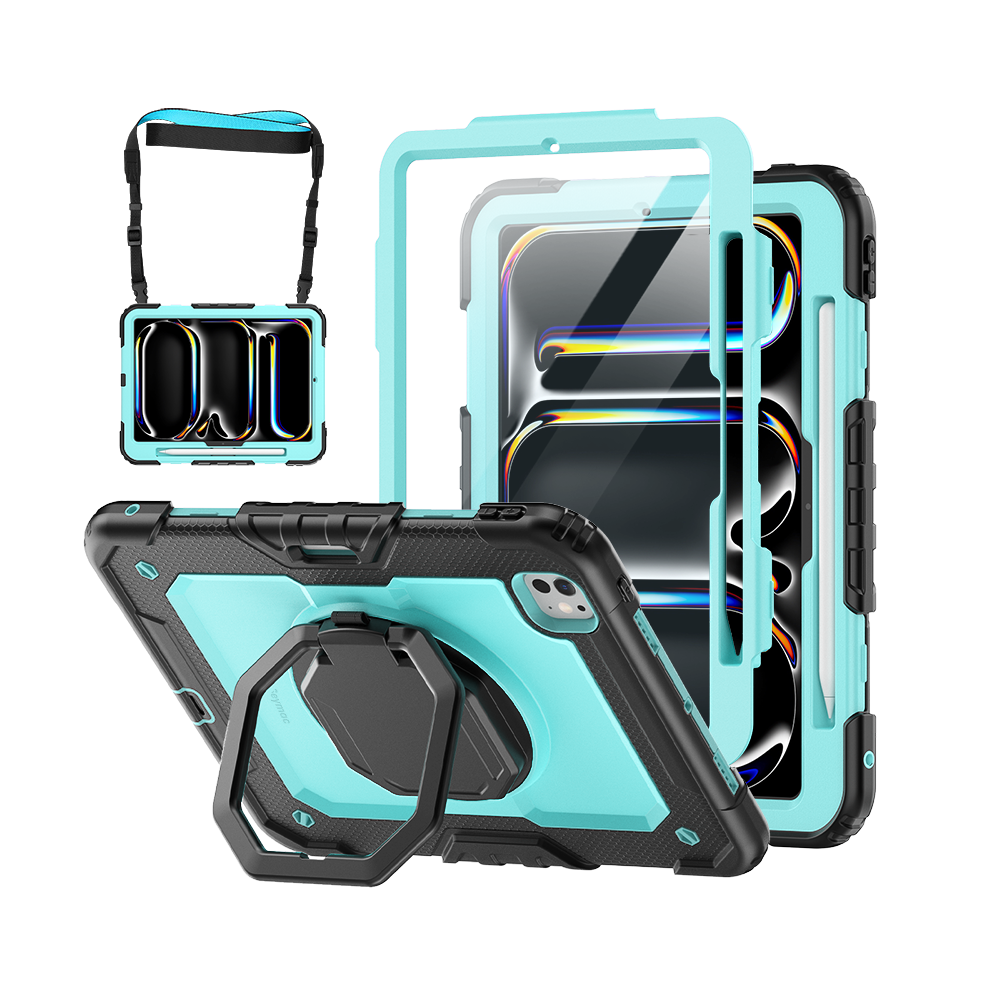 iPad Pro 11 Inch (M5/M4) Rugged Case with 360° Rotating Hand Grip