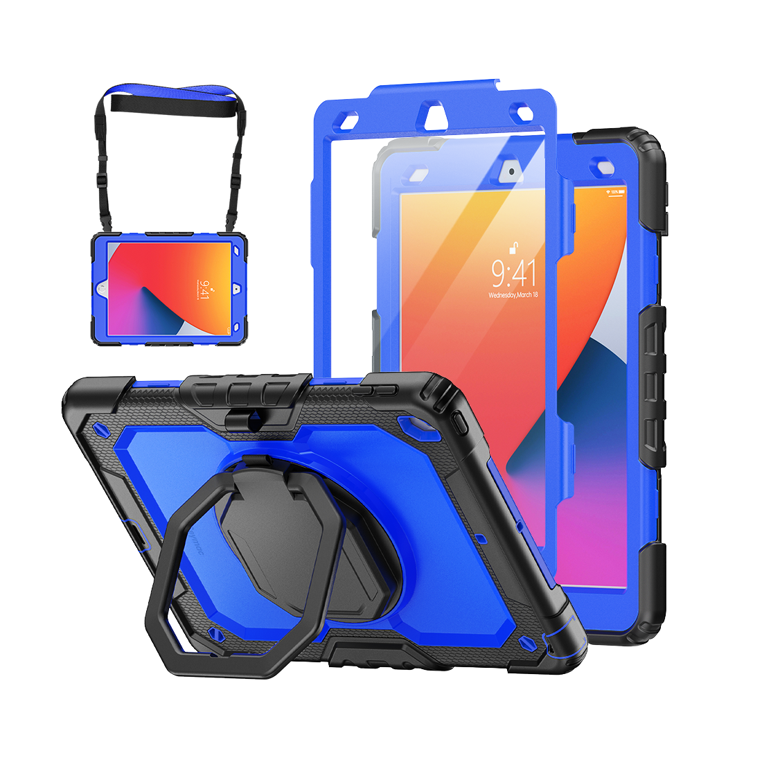 iPad 7th/8th/9th Gen 10.2 Inch Rugged Case with 360° Rotating Hand Grip