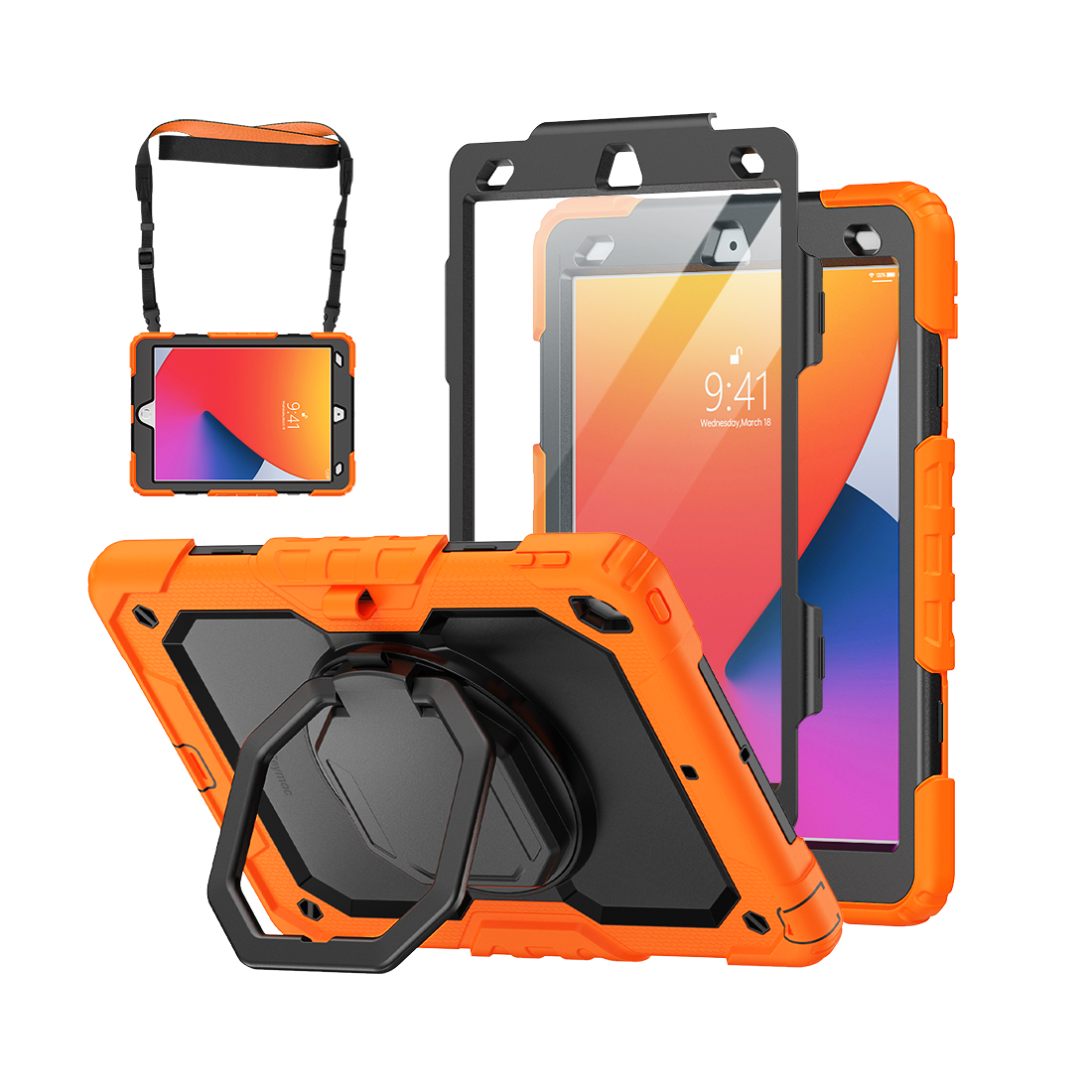 iPad 7th/8th/9th Gen 10.2 Inch Rugged Case with 360° Rotating Hand Grip