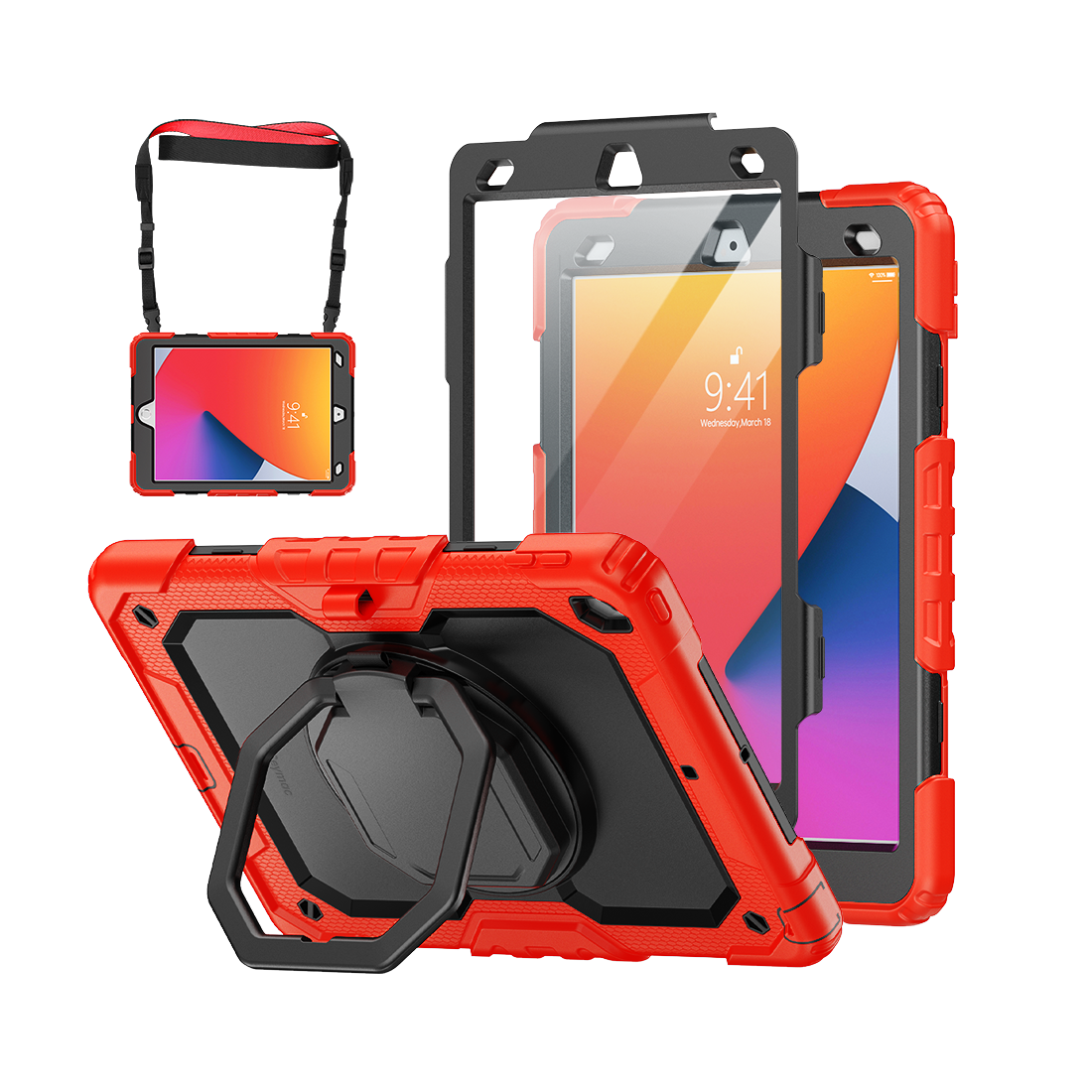 iPad 7th/8th/9th Gen 10.2 Inch Rugged Case with 360° Rotating Hand Grip