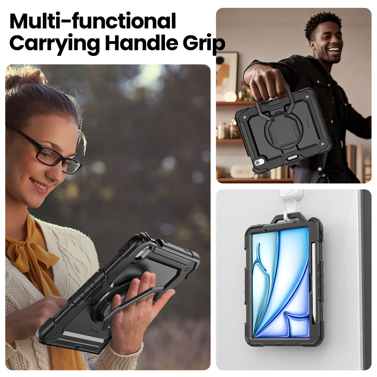 iPad Air 11-Inch (M4/M2/M3) Rugged Case with 360° Rotating Hand Grip