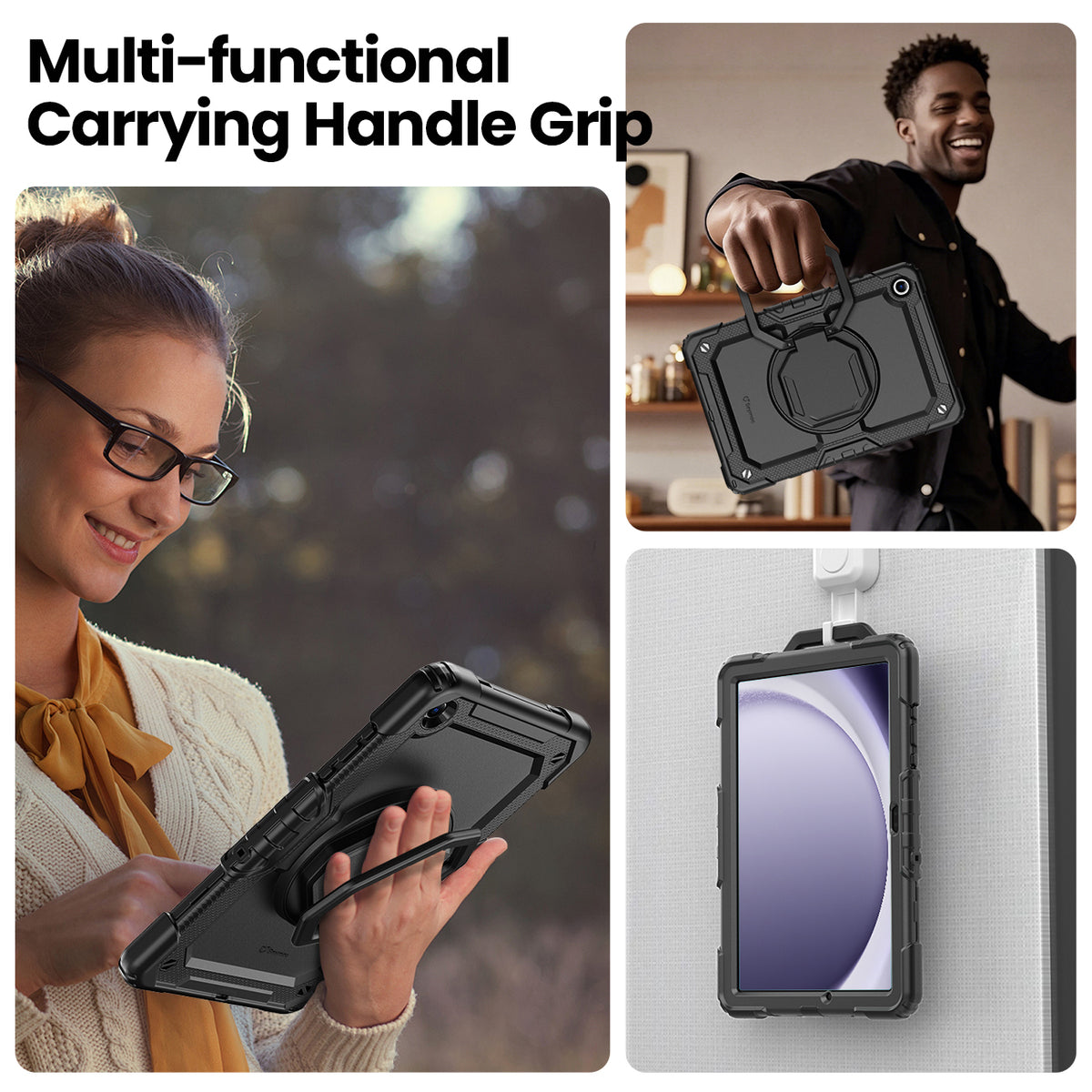 Samsung Galaxy Tab A9+ 11-Inch Rugged Case with 360° Rotating Hand Grip