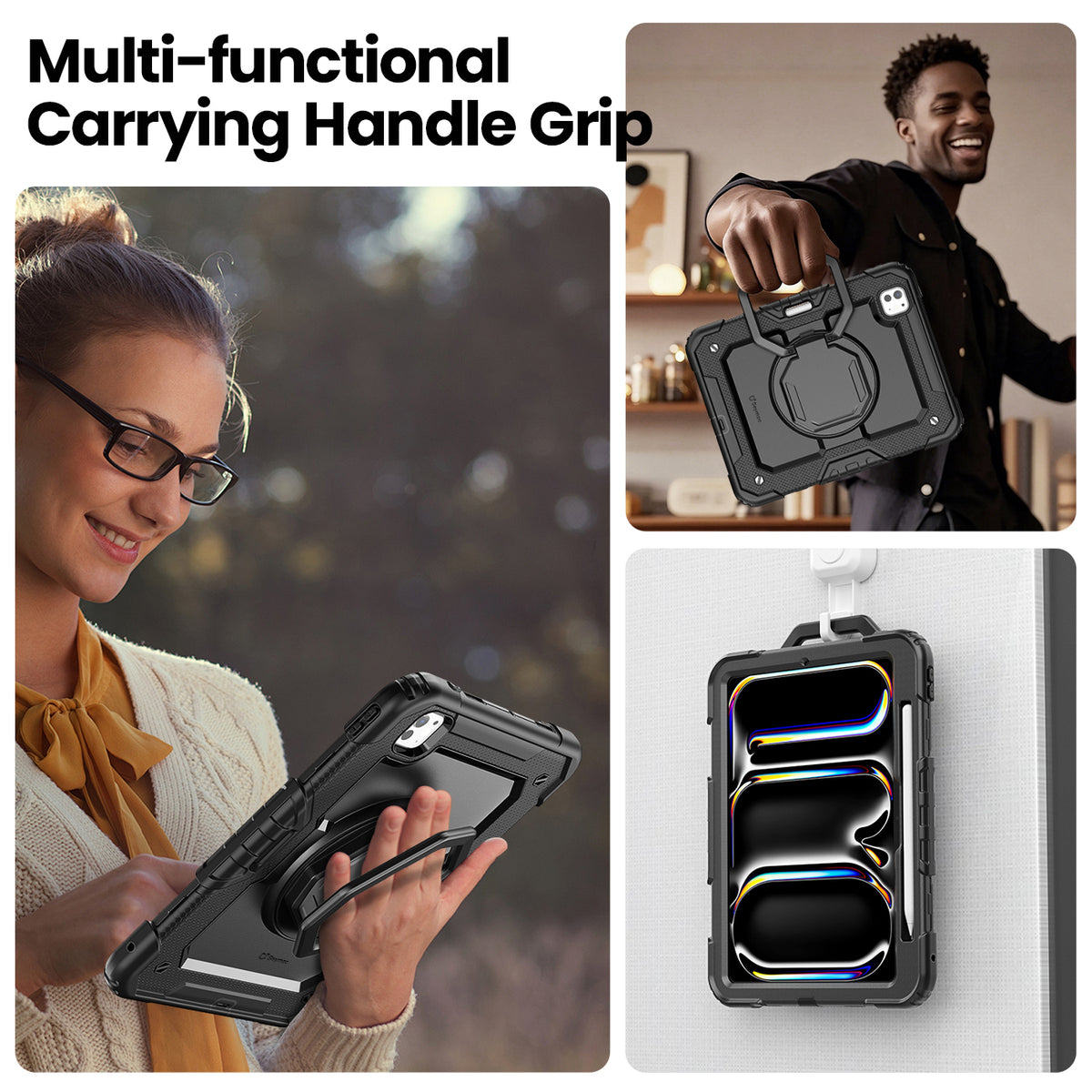 iPad Pro 11 Inch (M5/M4) Rugged Case with 360° Rotating Hand Grip