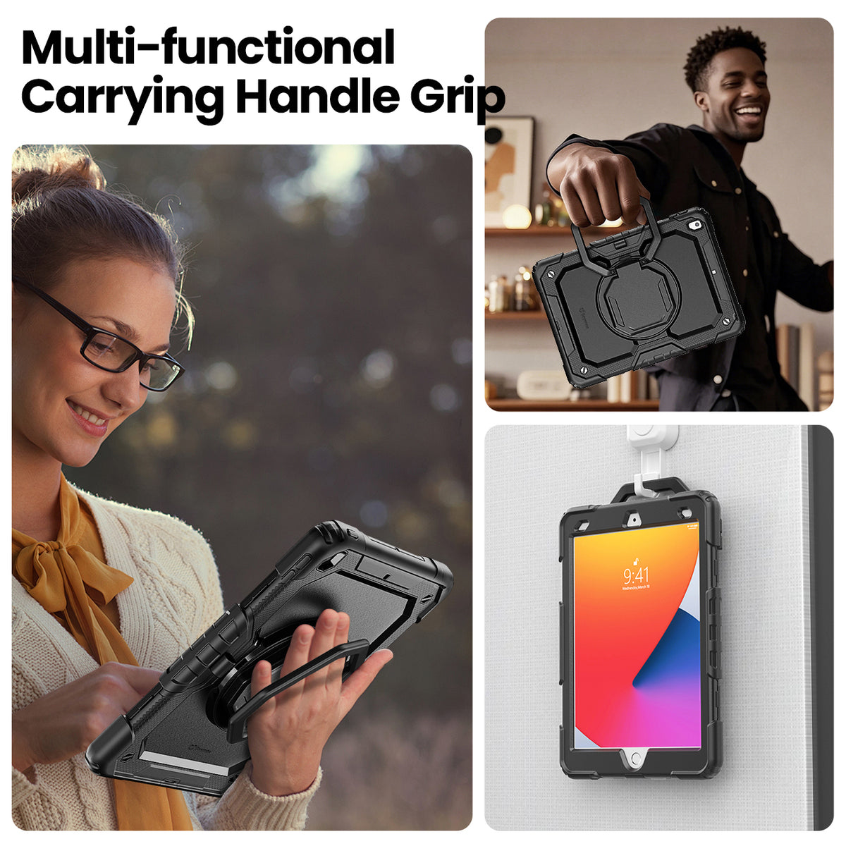 iPad 7th/8th/9th Gen 10.2 Inch Rugged Case with 360° Rotating Hand Grip