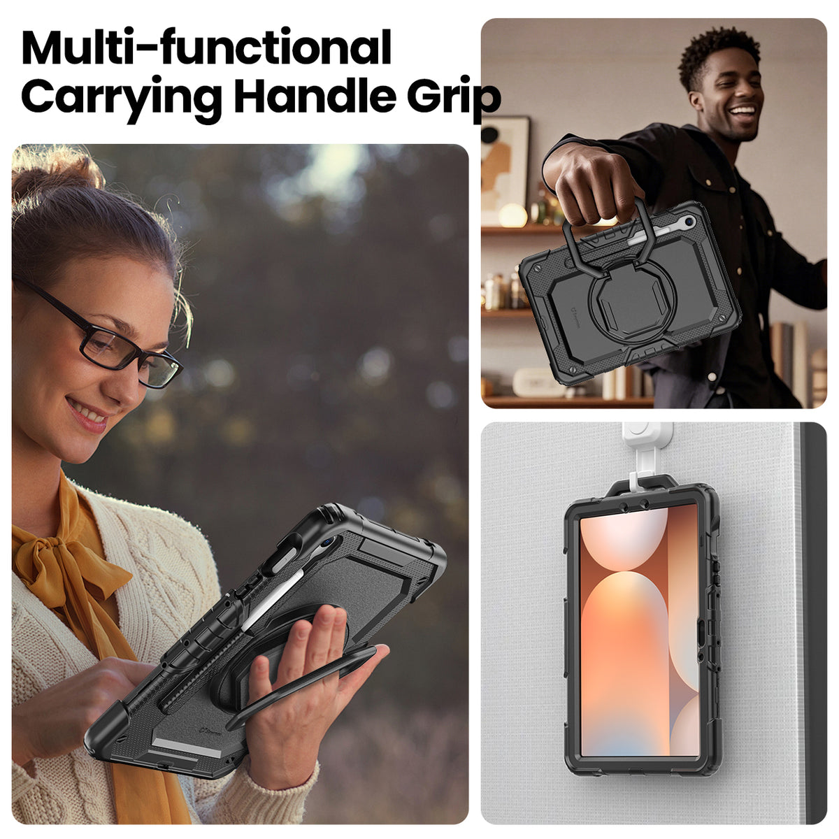Samsung Galaxy Tab S10 Lite/S10 FE/S9 FE/S9 10.9/11 Inch Rugged Case with 360° Rotating Hand Grip