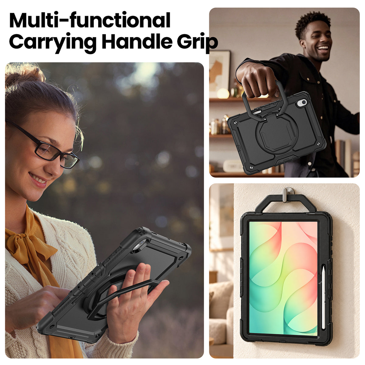 Samsung Galaxy Tab S12+ 12.6-Inch Rugged Case with 360° Rotating Hand Grip