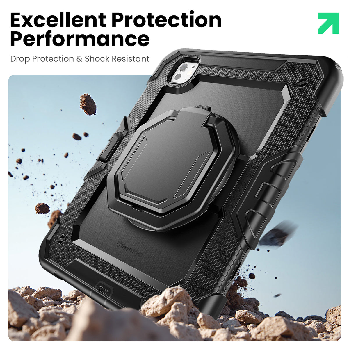 iPad Pro 11 Inch (M5/M4) Rugged Case with 360° Rotating Hand Grip