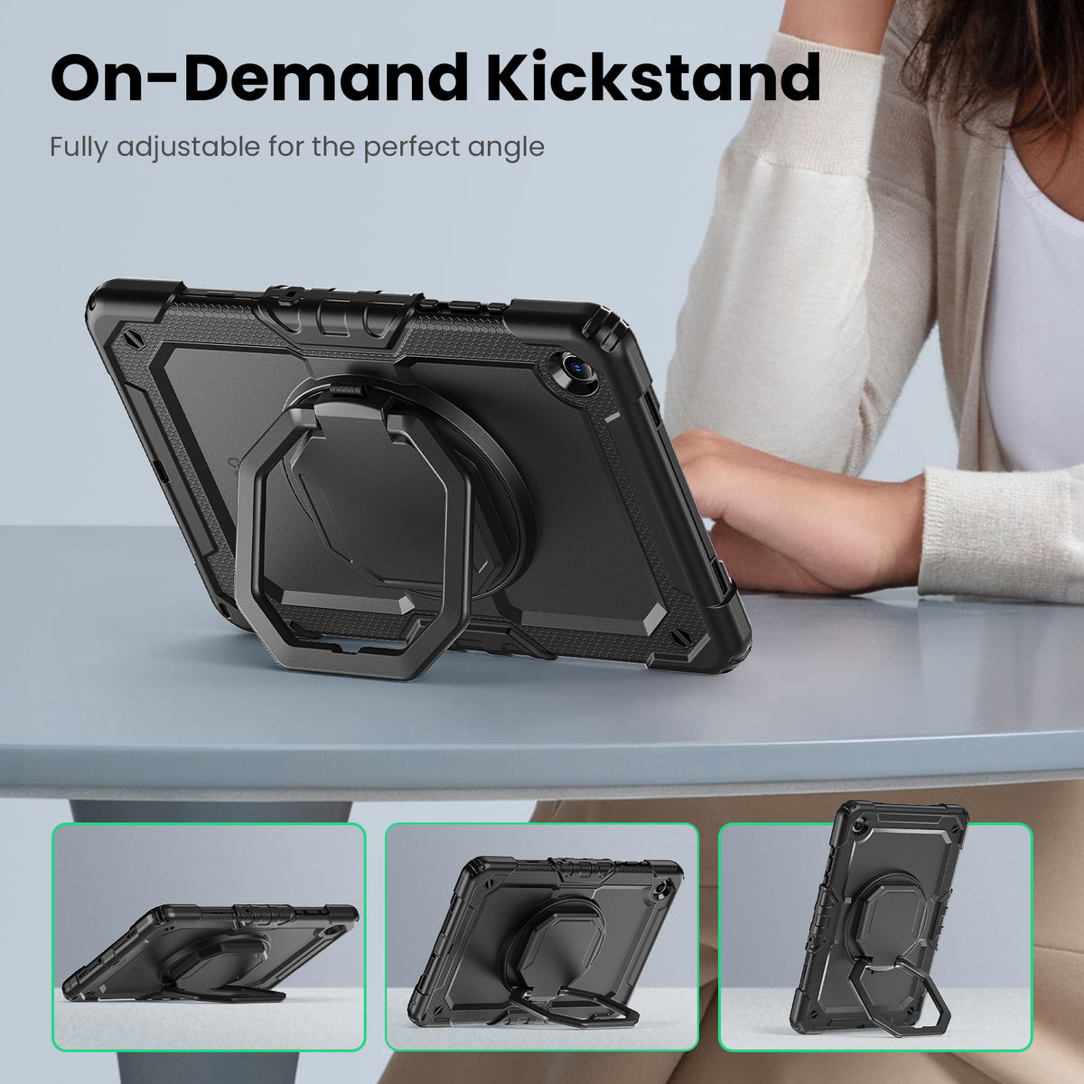 Samsung Galaxy Tab A11+ 11-Inch Rugged Case with 360° Rotating Hand Grip