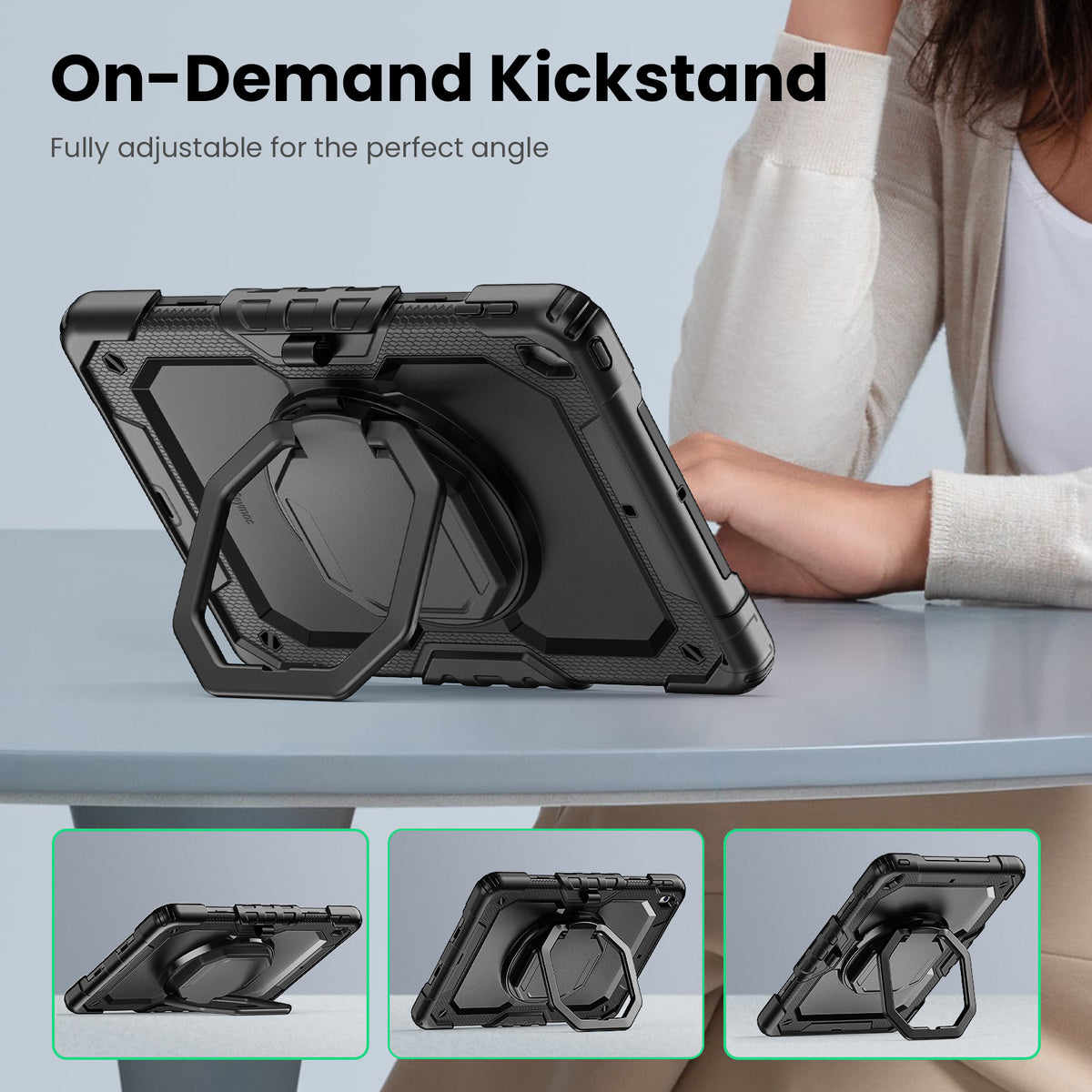 iPad 7th/8th/9th Gen 10.2 Inch Rugged Case with 360° Rotating Hand Grip