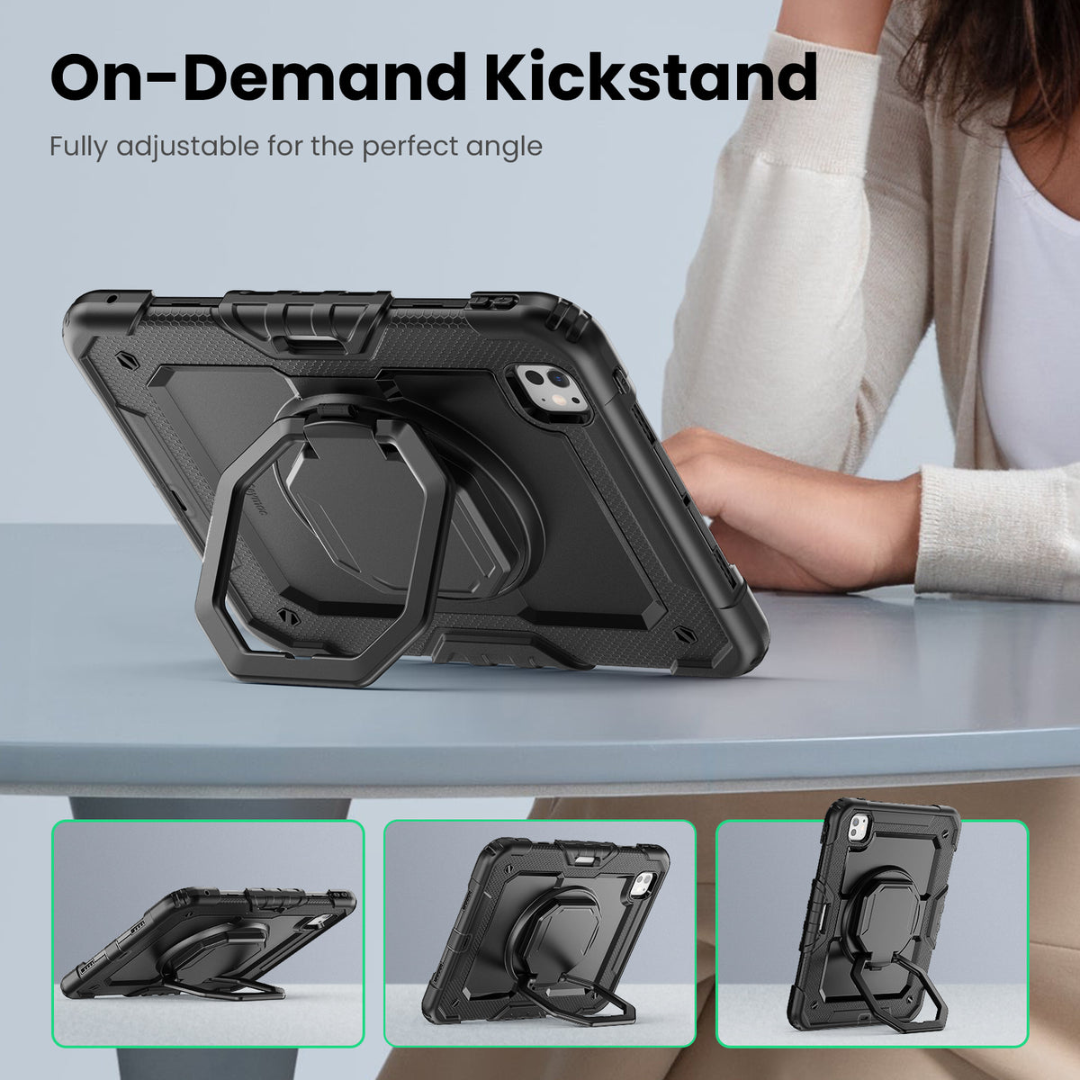 iPad Pro 11 Inch (M5/M4) Rugged Case with 360° Rotating Hand Grip