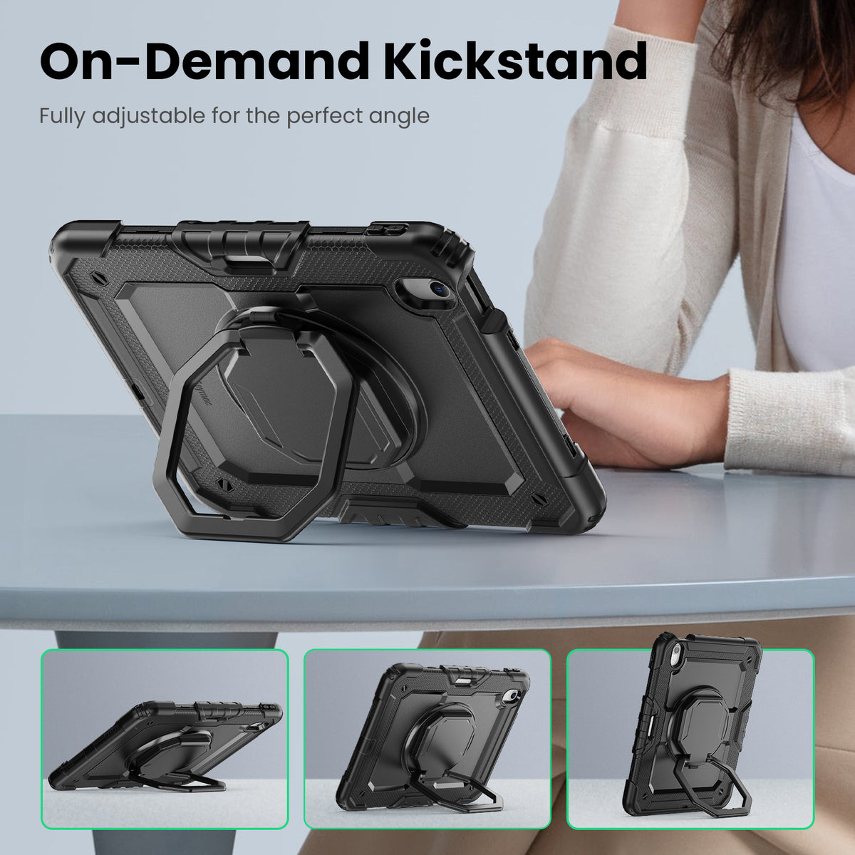 iPad Air 11-Inch (M4/M2/M3) Rugged Case with 360° Rotating Hand Grip