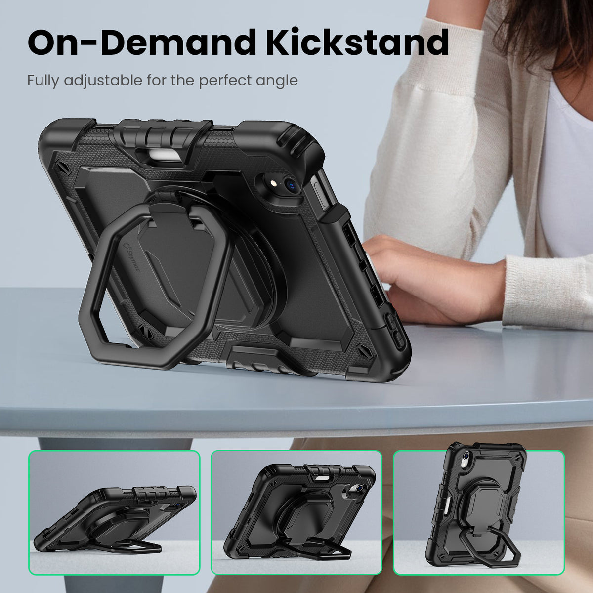iPad Mini (A17 Pro/6th Gen) 8.3-Inch Rugged Case with 360° Rotating Hand Grip