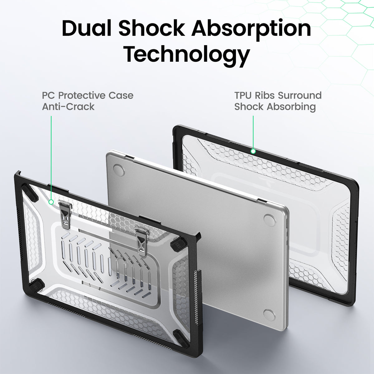 Macbook Air 13-inch (M5/M4/M3/M2) Honeycomb Protection Case with Lightweight Design,Black-t4option0_0
