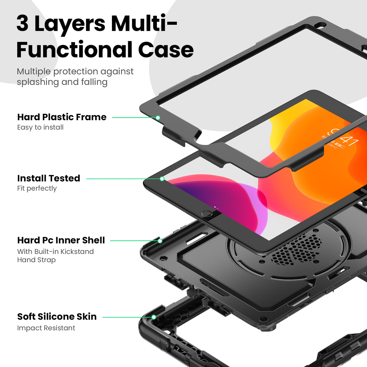 iPad Pro 9.7 Inch Rugged Case with 360° Rotating Hand Grip