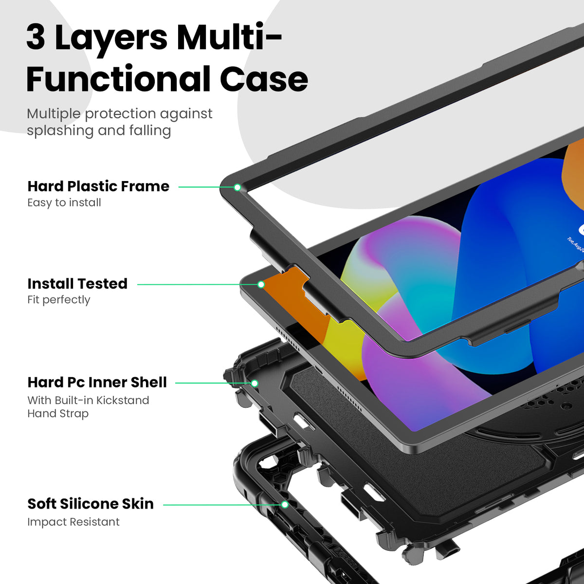 Lenovo Tab M11/K11/Idea Tab 11-Inch Rugged Case with 360° Rotating Hand Grip