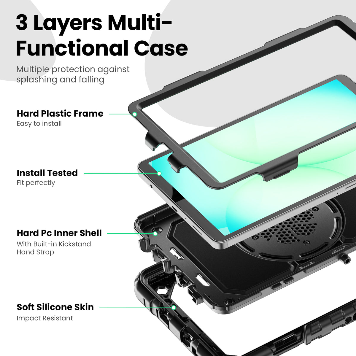 Samsung Galaxy Tab A11 8.7-Inch Rugged Case with 360° Rotating Hand Grip