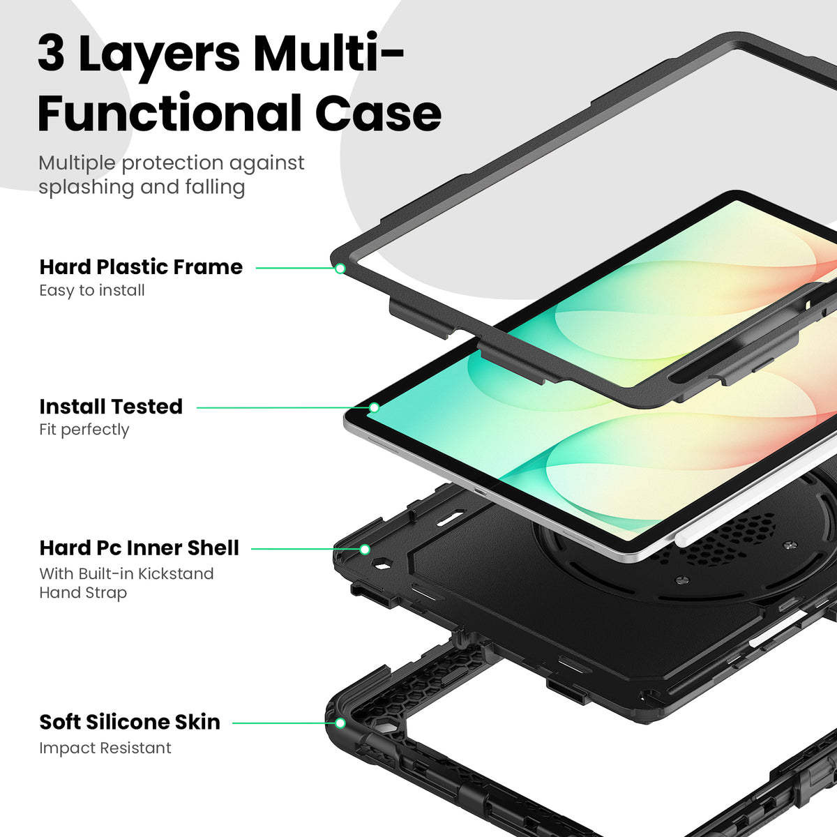 Samsung Galaxy Tab S12+ 12.6-Inch Rugged Case with 360° Rotating Hand Grip