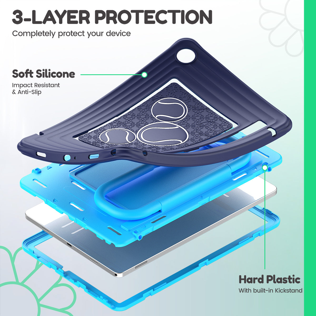 Samsung Galaxy Tab A11+ Kids Tablet Case - Shockproof Handle Stand Cover,Indigo-t4option0_0