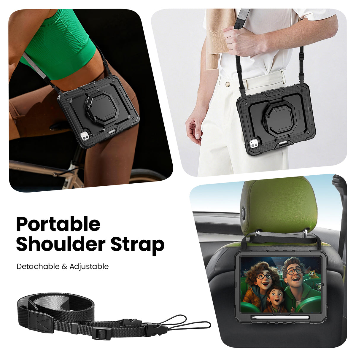 iPad Pro 11 Inch (M5/M4) Rugged Case with 360° Rotating Hand Grip