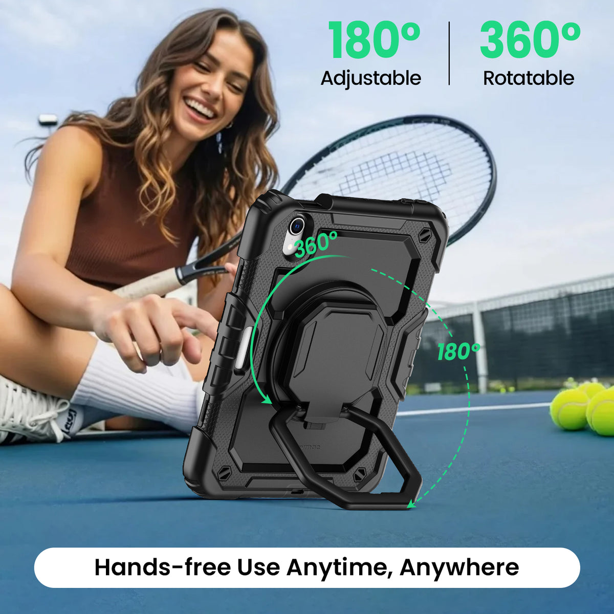iPad Mini (A17 Pro/6th Gen) 8.3-Inch Rugged Case with 360° Rotating Hand Grip