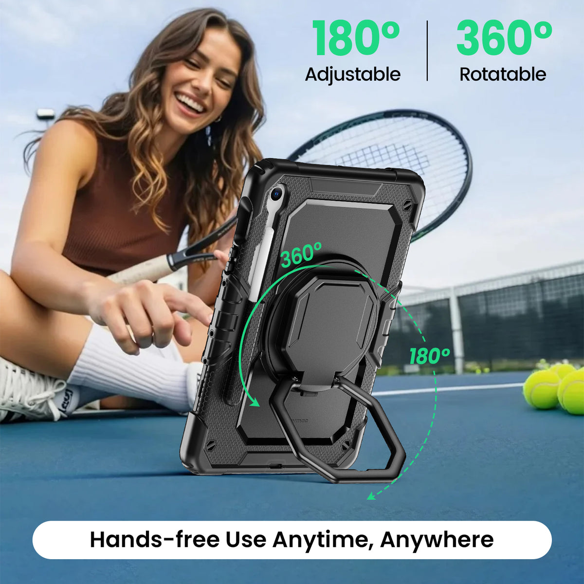 Samsung Galaxy Tab S10 Lite/S10 FE/S9 FE/S9 10.9/11 Inch Rugged Case with 360° Rotating Hand Grip