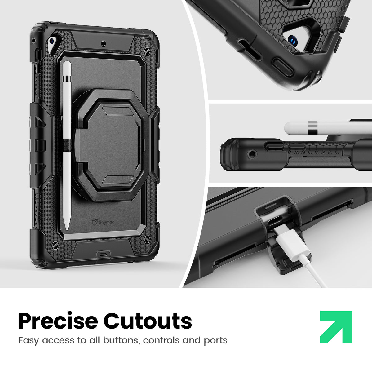 iPad Pro 9.7 Inch Rugged Case with 360° Rotating Hand Grip